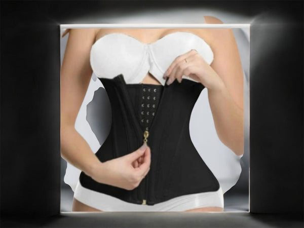 Diva-Fit hourglass waist trainer, steel boned corset, front view