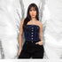 Denim Corset Top – Strapless Stretch Jean Bustier by Mis Divas Fashion