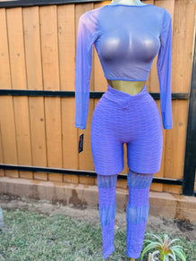 Sports set transparent top leggings anti-cellulite transparency details