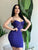 Purple Lycra Spandex Dress with Transparent Mesh Plunge Neckline