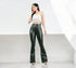 Military Green Flared Pants – Synthetic Leather and High Waist | Mis Divas Fashion