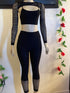 Mis Divas Fashion: 3-Piece Activewear Set - Ribbed Lycra Top, Bolero, and Leggings for an Elegant Fitness Look