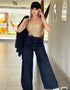 Conjunto de 3 piezas: Pantalón Palazzo, Blazer y Top de Satén: Look Casual y Sofisticado para Mujer | Mis Divas Fashion
