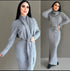 Two-Piece Set in Gray with Scarf | Turtle Neck Blouse with Long Sleeves | Comfort and Style for Cold Weather