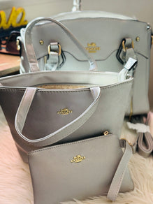 3-Piece Silver Bag Set | Elegance & Versatility | MisDivasFashion