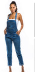 Women's straight cut stretch denim jumpsuit