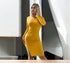 Long Sleeve High Neck Bodycon Dress with Side Slit – Mis Divas Fashion