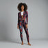 Marble Noir Women’s Suit Set – Elegant Crop Blazer & High Waist Pants