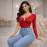 Red One-Shoulder Luxury Bodysuit with Gold Detail – Divas OP Collection | Mis Divas Fashion