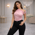 Pink One-Shoulder Blouse with Gold Floral Accent – Divas OP Collection | Mis Divas Fashion