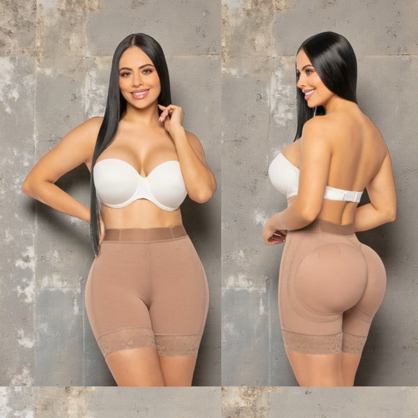 Short Supreme Colombian Butt Lifter in Nude - front and back view showing extreme lift and tummy control