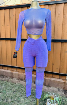 Sports set transparent top leggings anti-cellulite transparency details