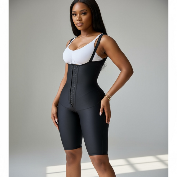 Colombian mid thigh shapewear with tummy control and open bust design