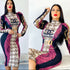 Multicolor Pencil Cut Dress in Chanel Style with High Collar and Puff Sleeves - Chic and Casual Look