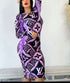 LV Dress in Purple Tones with Pencil Cut and Long Sleeves - Elegance and Sophistication