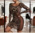 Long Sleeve Animal Print Mesh Panel Bodycon Dress – Mis Divas Fashion | Sexy Night Outfit