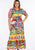 Elegant belted maxi dress with artistic print