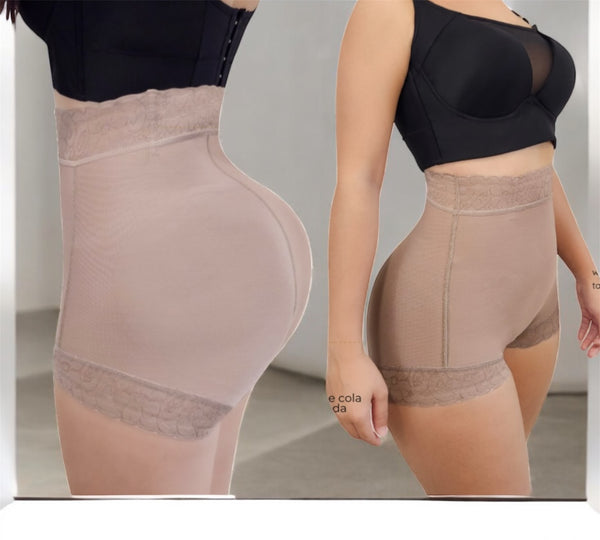 Colombian mid waist shapewear shorts, natural butt lift, front view