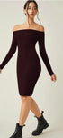 Wine Seduction Dress – Off-Shoulder Bodycon Midi