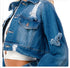 Oversized Distressed Denim Jacket - Diva Blue