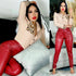 Wine Faux Leather Pants - Divas Collection