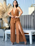 Open back jumpsuit with adjustable straps and V cut